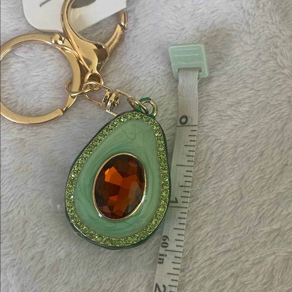 Avocado Keychain with green and orange brown Gems new